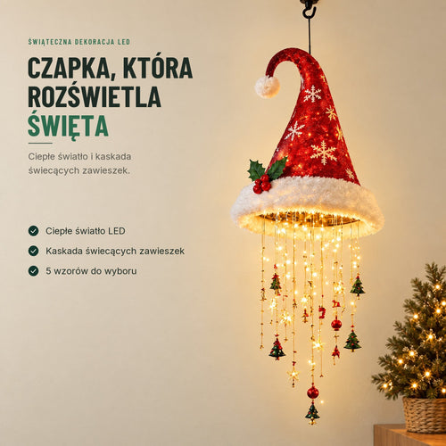 Świecąca czapka Mikołaja — lampka LED