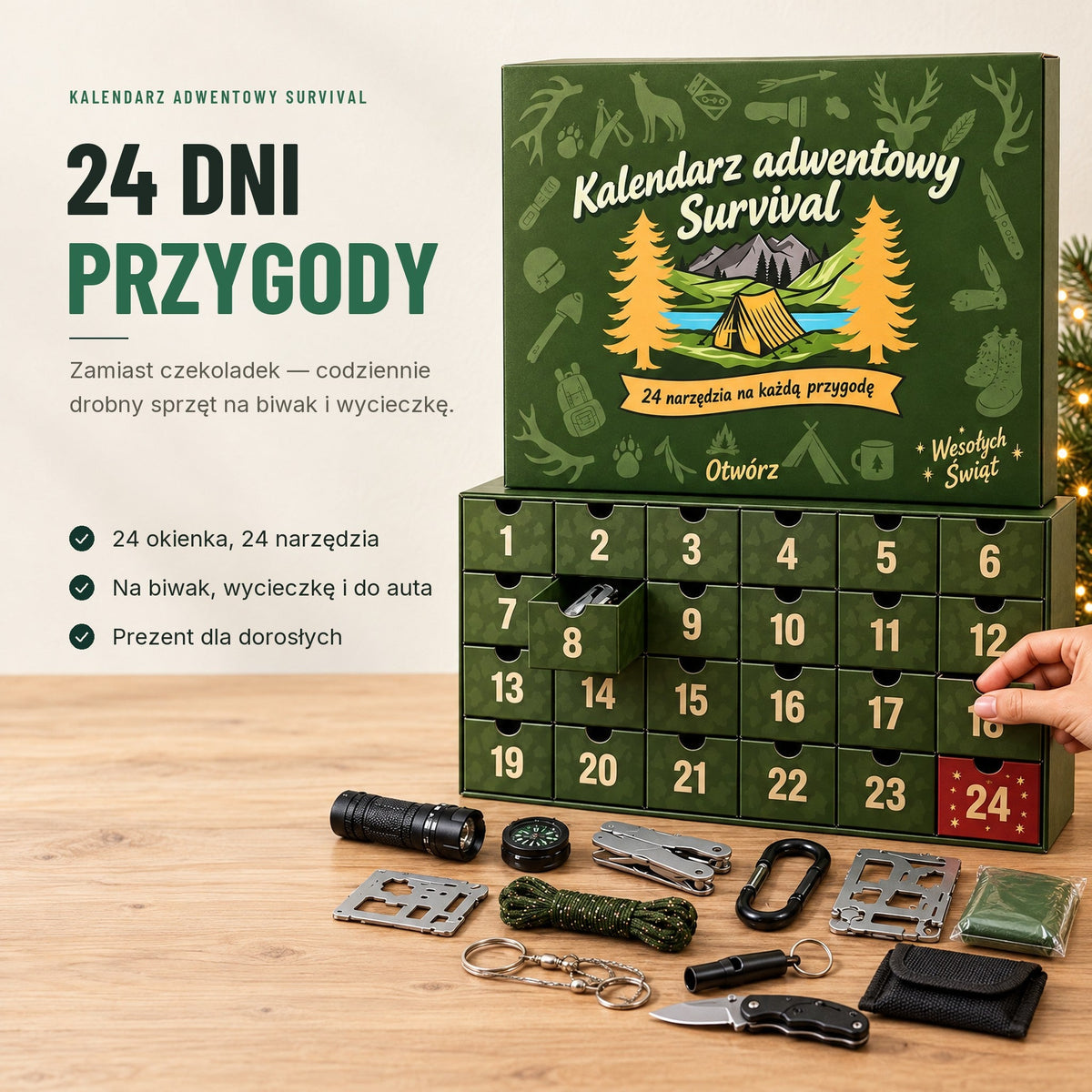 Kalendarz adwentowy Survival — 24 narzędzia
