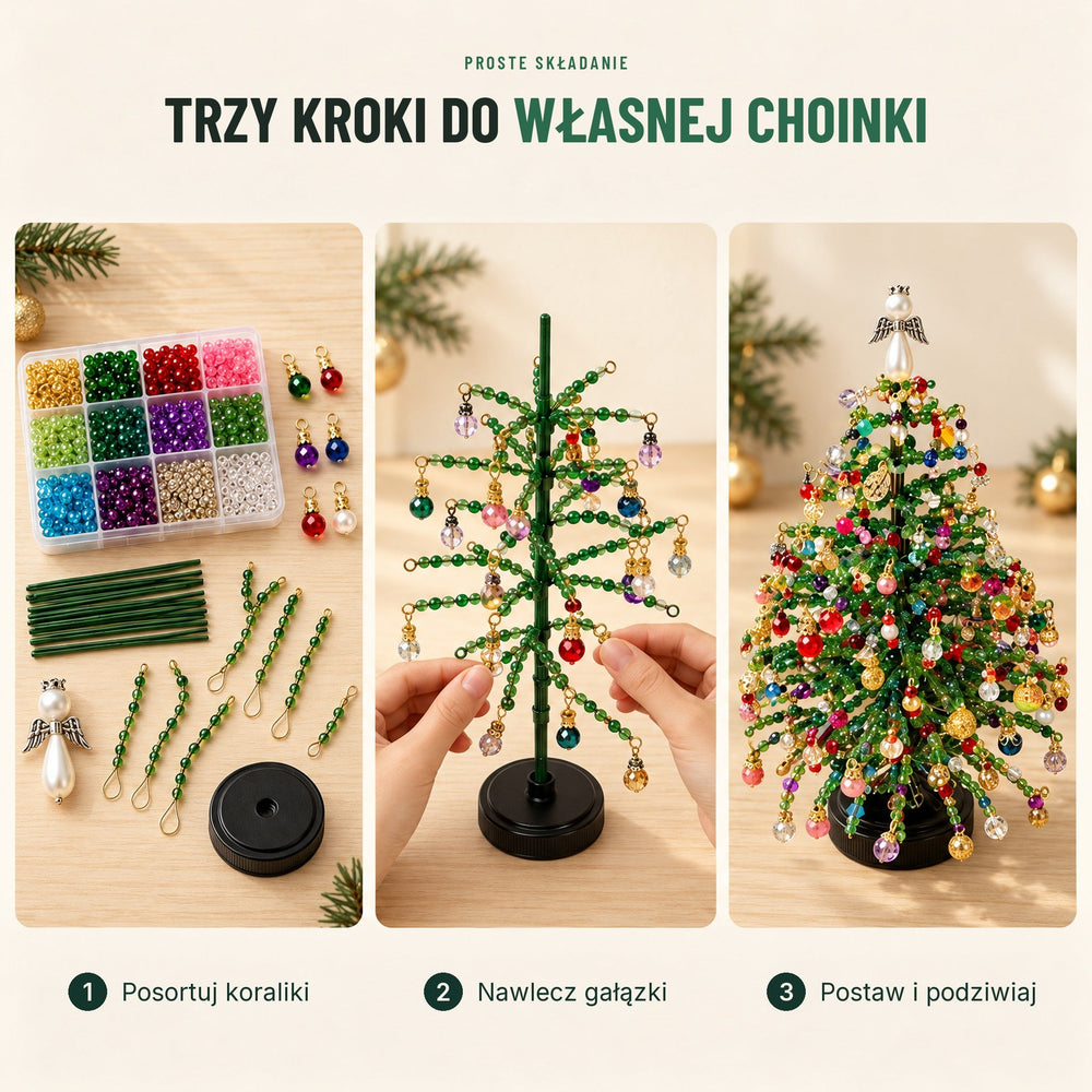Choinka z koralików — zestaw DIY