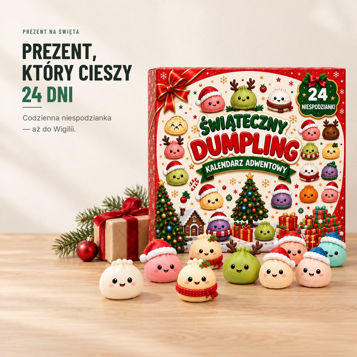 Świąteczny kalendarz adwentowy — 24 mini squishy