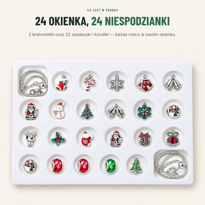 Kalendarz adwentowy z bransoletką i zawieszkami