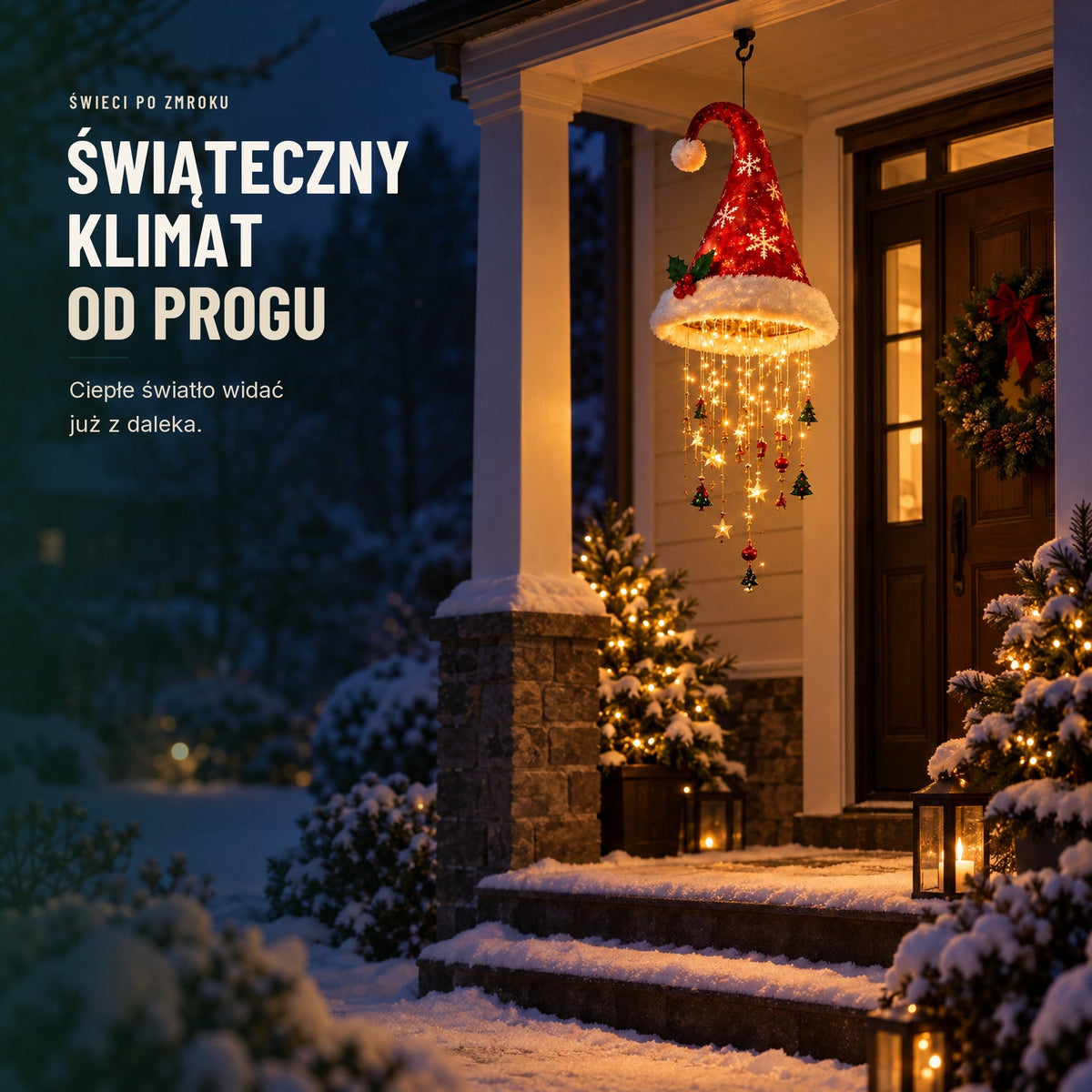 Świecąca czapka Mikołaja — lampka LED