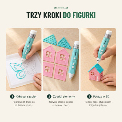 Długopis 3D dla dzieci — bezprzewodowy zestaw kreatywny