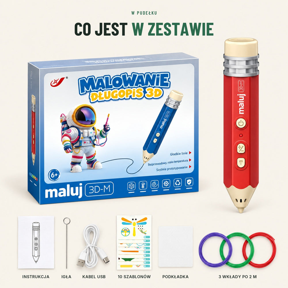 Długopis 3D dla dzieci — bezprzewodowy zestaw kreatywny