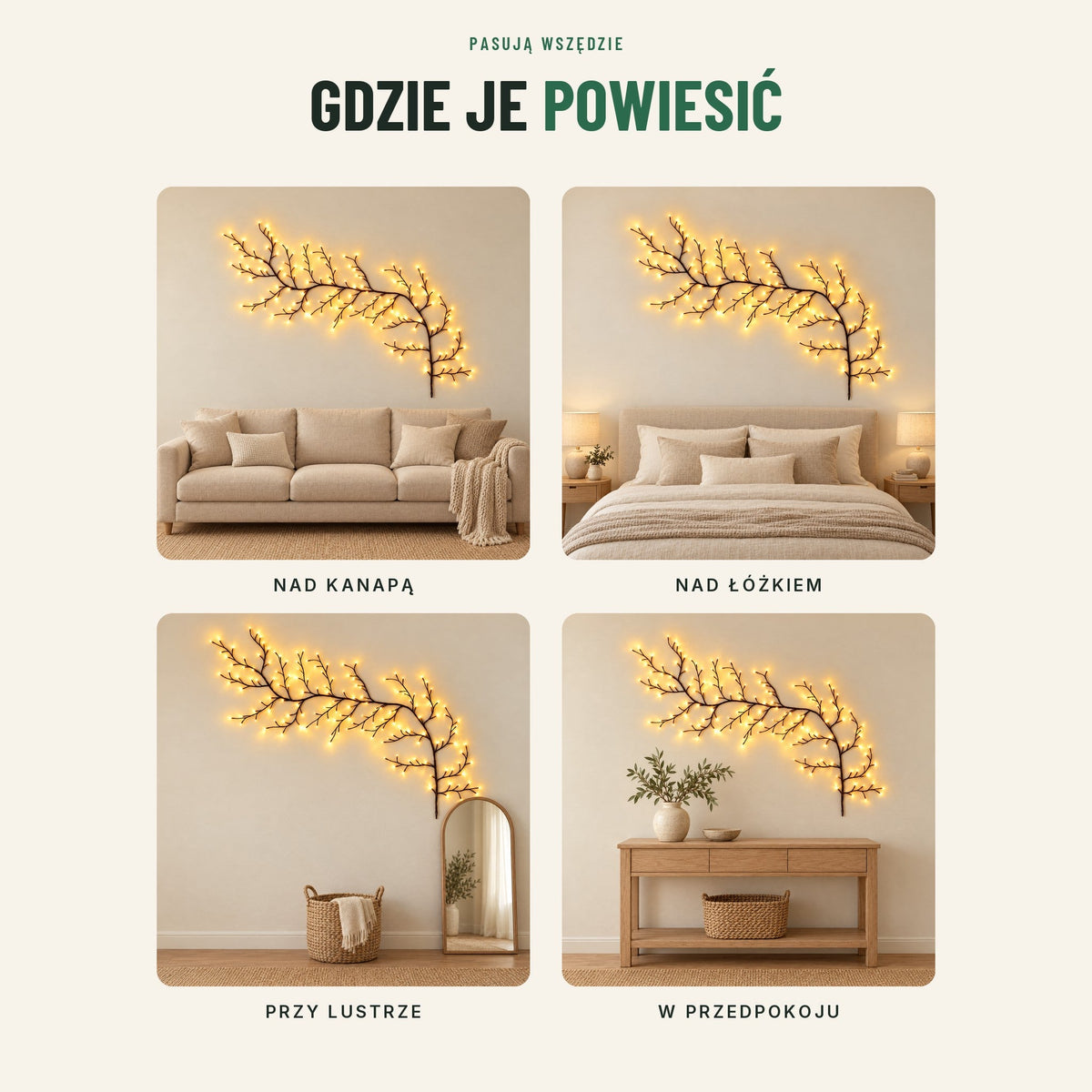 Świecące gałązki LED na ścianę