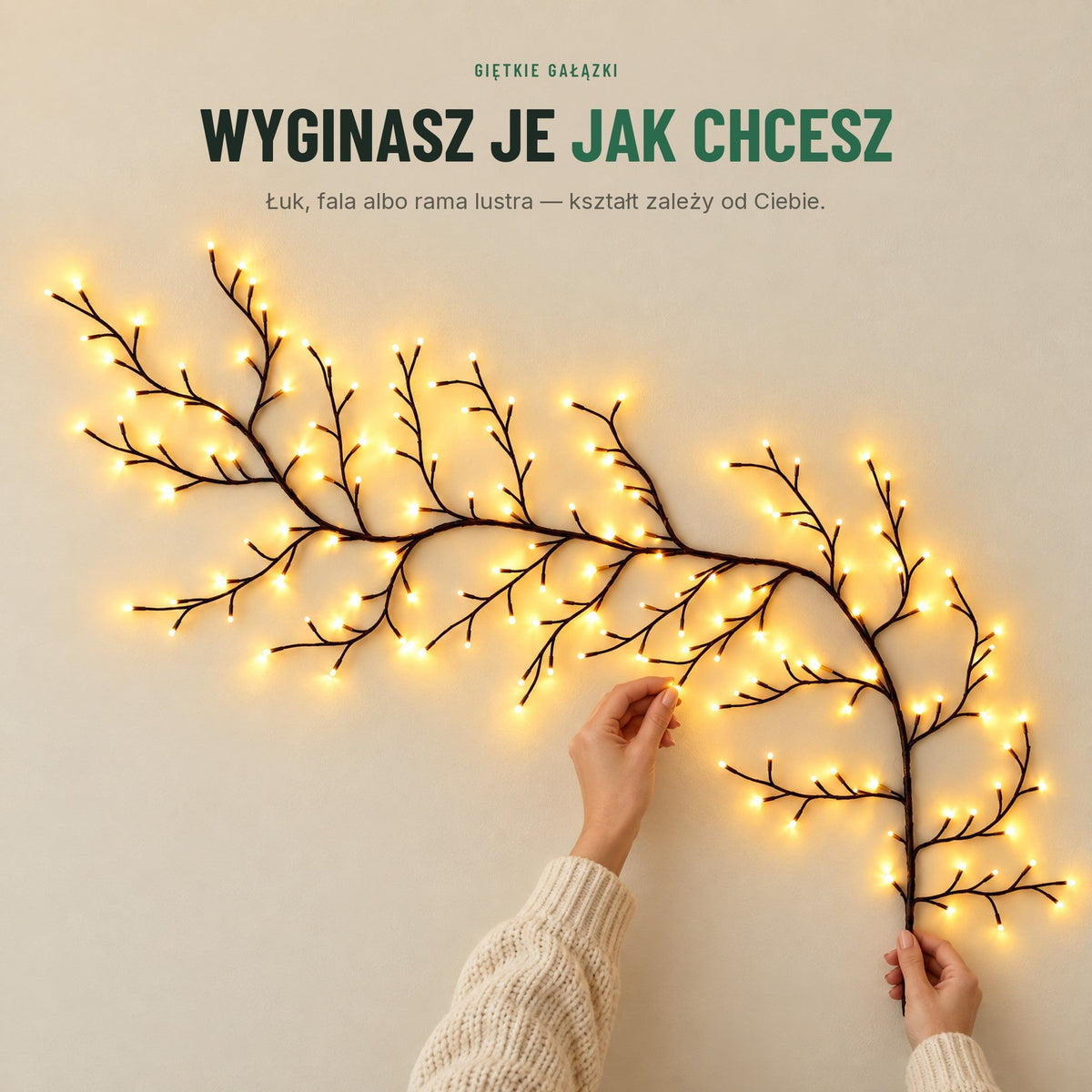 Świecące gałązki LED na ścianę