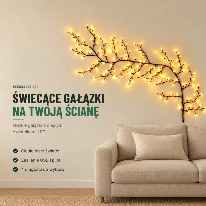 Świecące gałązki LED na ścianę