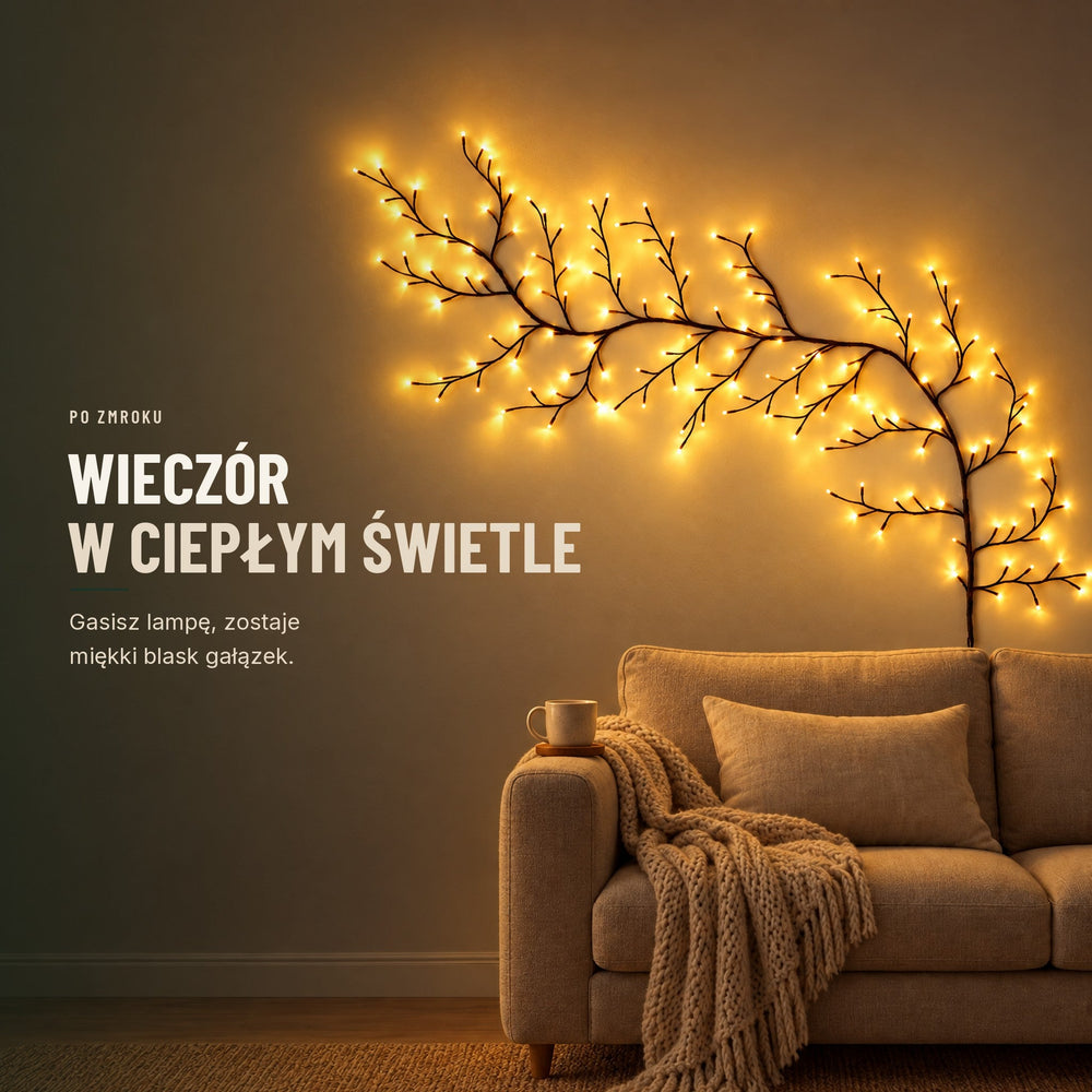 Świecące gałązki LED na ścianę