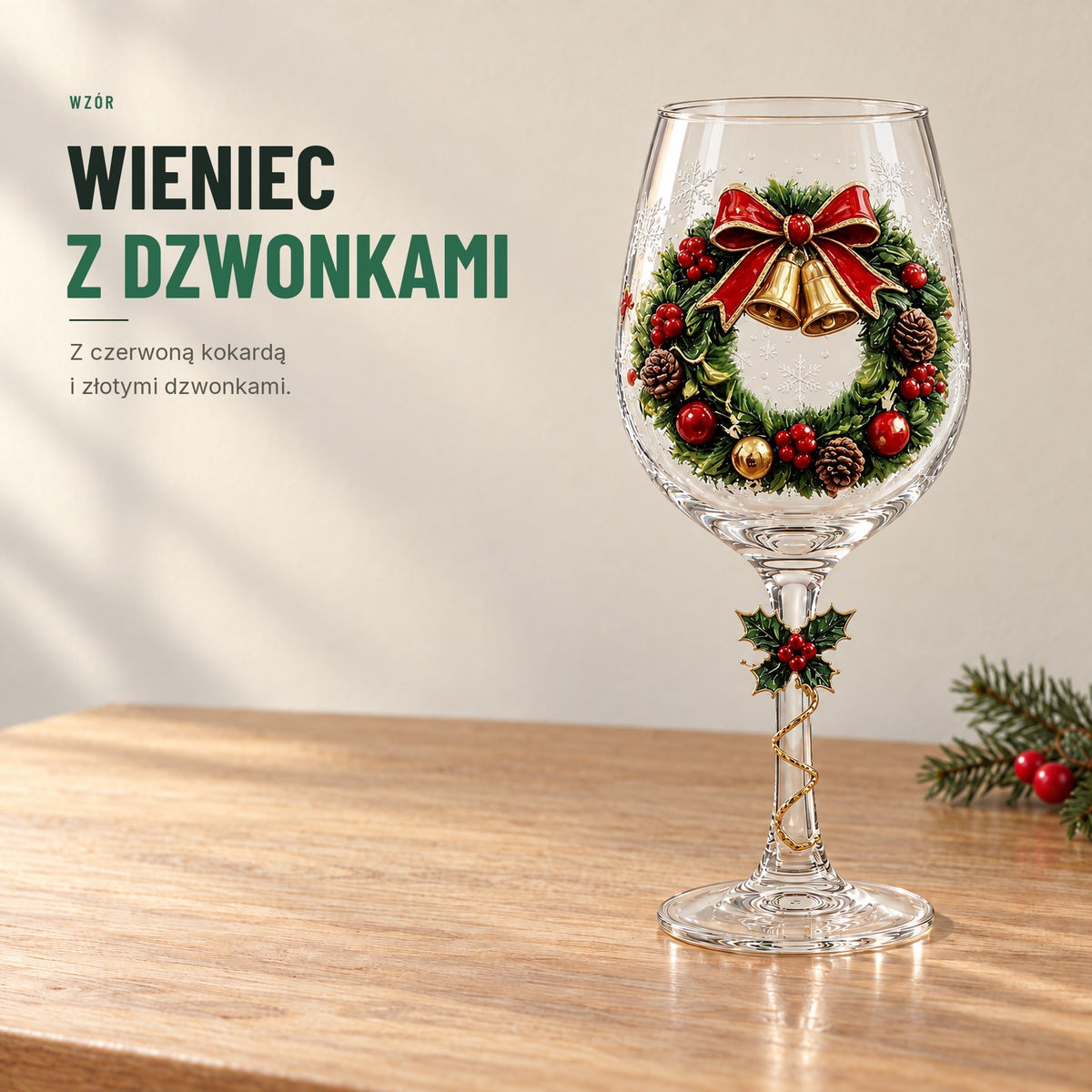Świąteczne kieliszki do wina — komplet 6 szt. z kolorowymi motywami