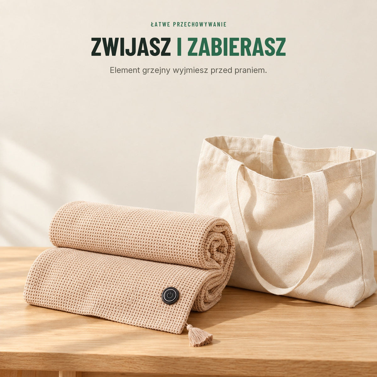 Koc z podgrzewaniem do noszenia — 3 poziomy ciepła