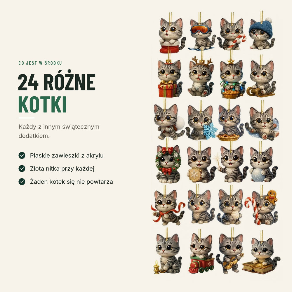 Kalendarz adwentowy dla kociarzy — 24 kocie zawieszki