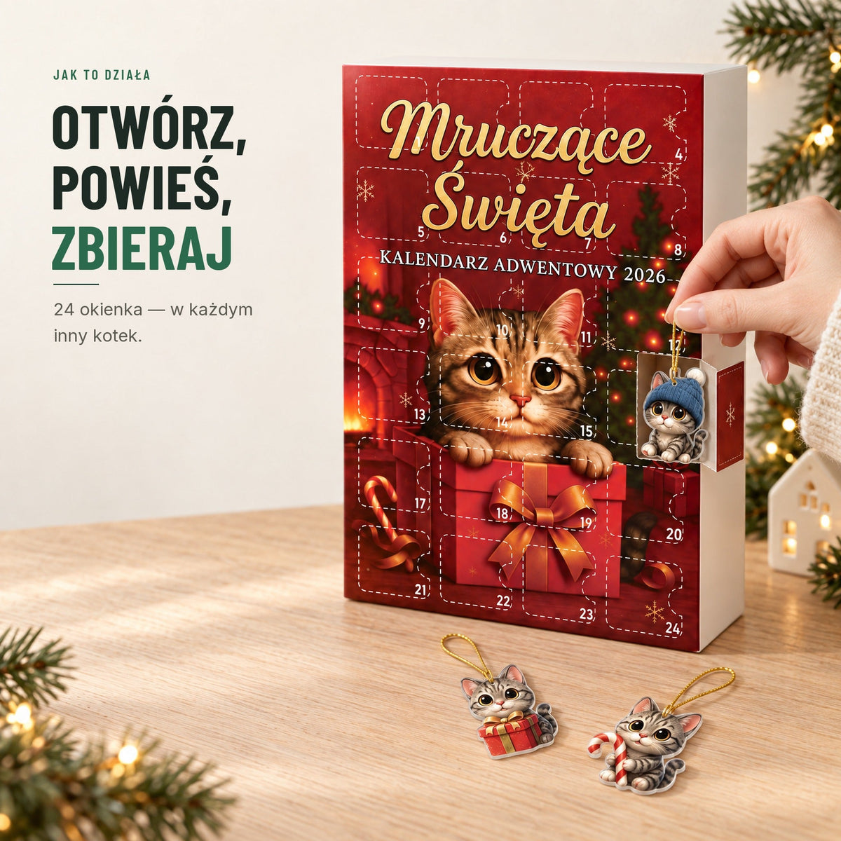 Kalendarz adwentowy dla kociarzy — 24 kocie zawieszki