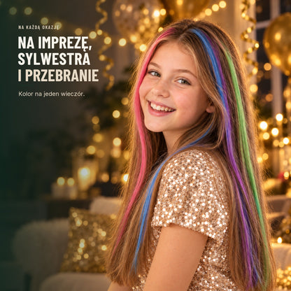 Kreda do włosów z aplikatorem — 8 kolorów, zmywalna