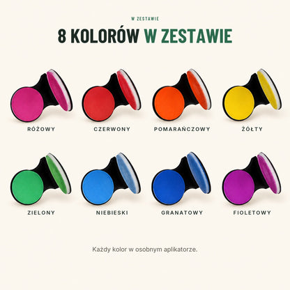 Kreda do włosów z aplikatorem — 8 kolorów, zmywalna