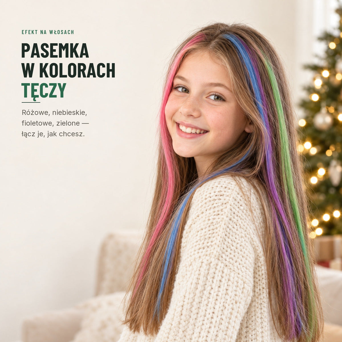Kreda do włosów z aplikatorem — 8 kolorów, zmywalna