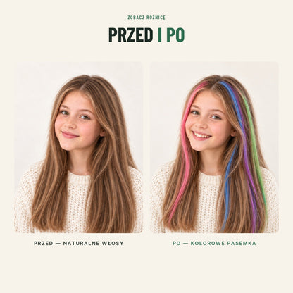 Kreda do włosów z aplikatorem — 8 kolorów, zmywalna