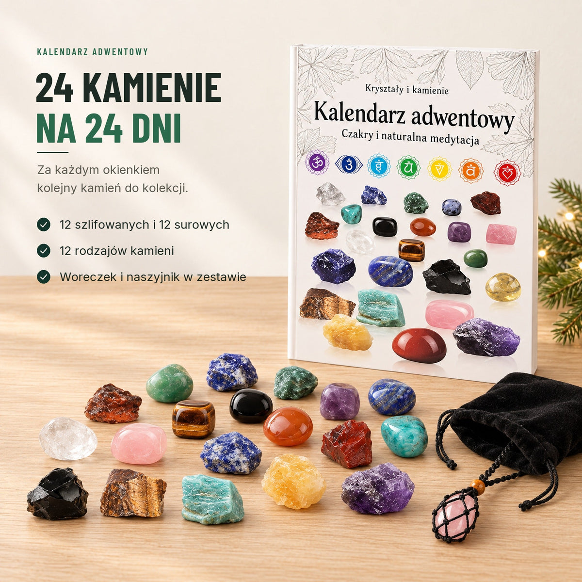 Kalendarz adwentowy z 24 kryształami