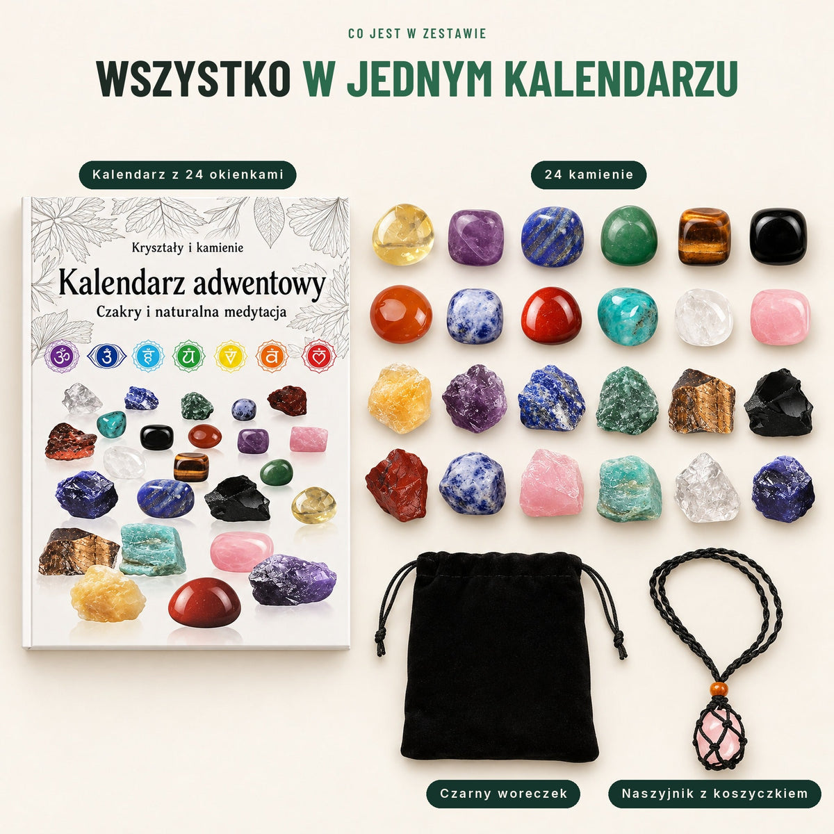 Kalendarz adwentowy z 24 kryształami