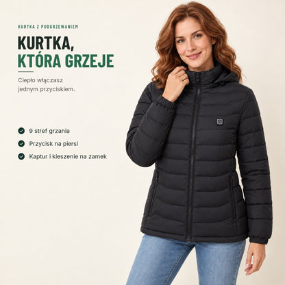 Damska kurtka z podgrzewaniem — 9 stref grzania