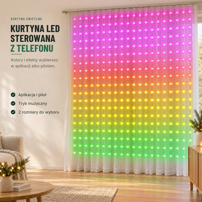 Kurtyna świetlna LED sterowana aplikacją