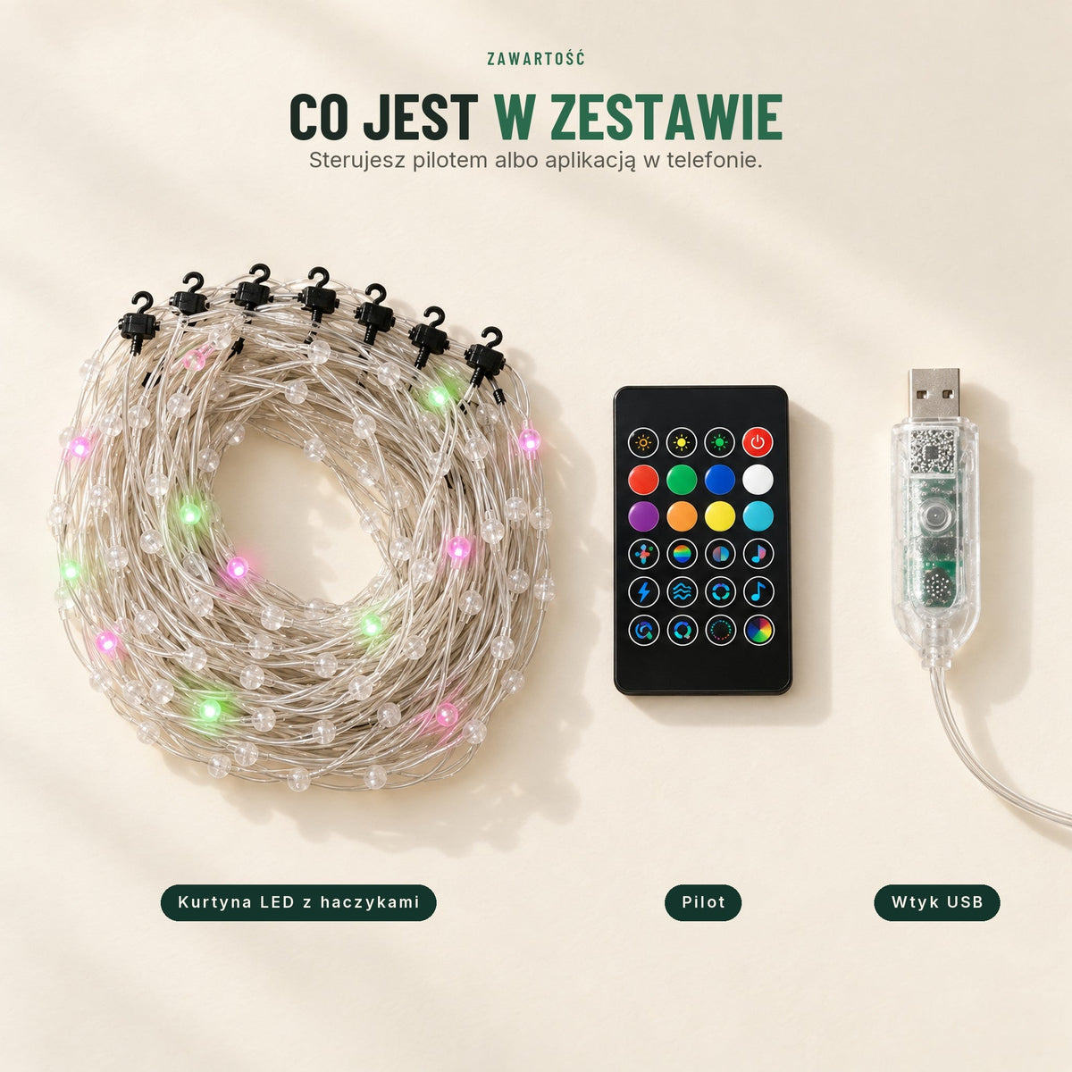 Kurtyna świetlna LED sterowana aplikacją