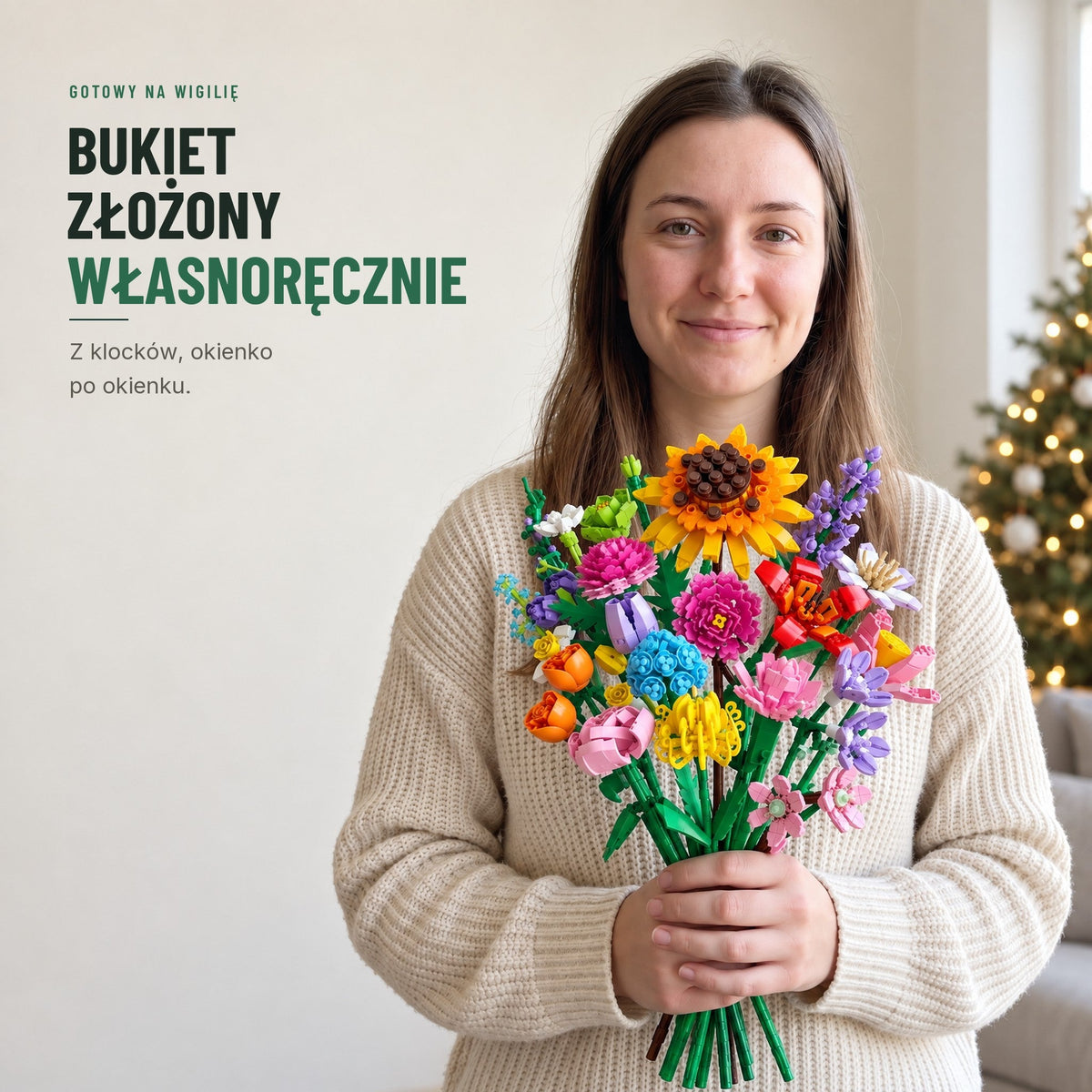 Kalendarz adwentowy — bukiet kwiatów z klocków
