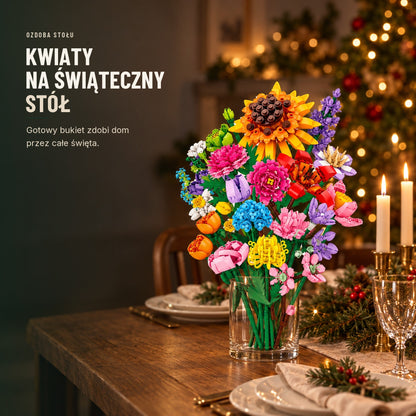 Kalendarz adwentowy — bukiet kwiatów z klocków