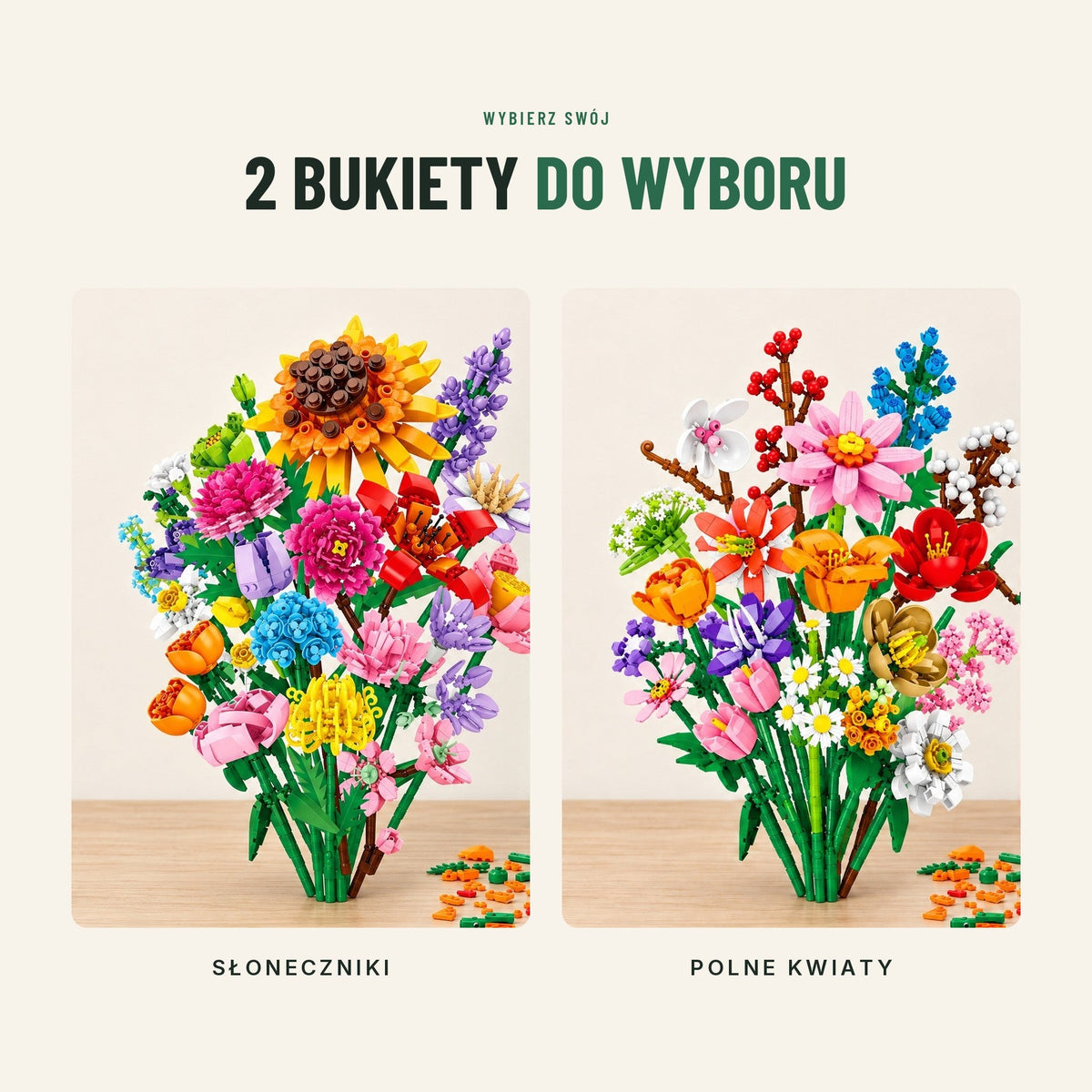 Kalendarz adwentowy — bukiet kwiatów z klocków