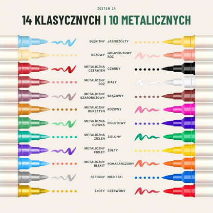 Markery do zdobienia paznokci — dwustronne, 12 lub 24 kolory