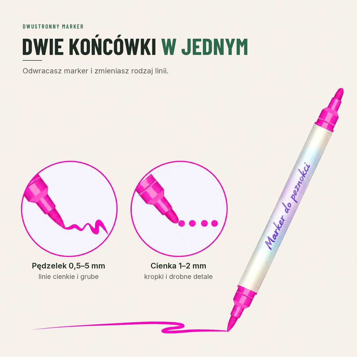 Markery do zdobienia paznokci — dwustronne, 12 lub 24 kolory