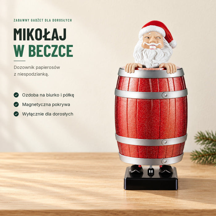 Mikołaj w beczce — zabawny dozownik papierosów