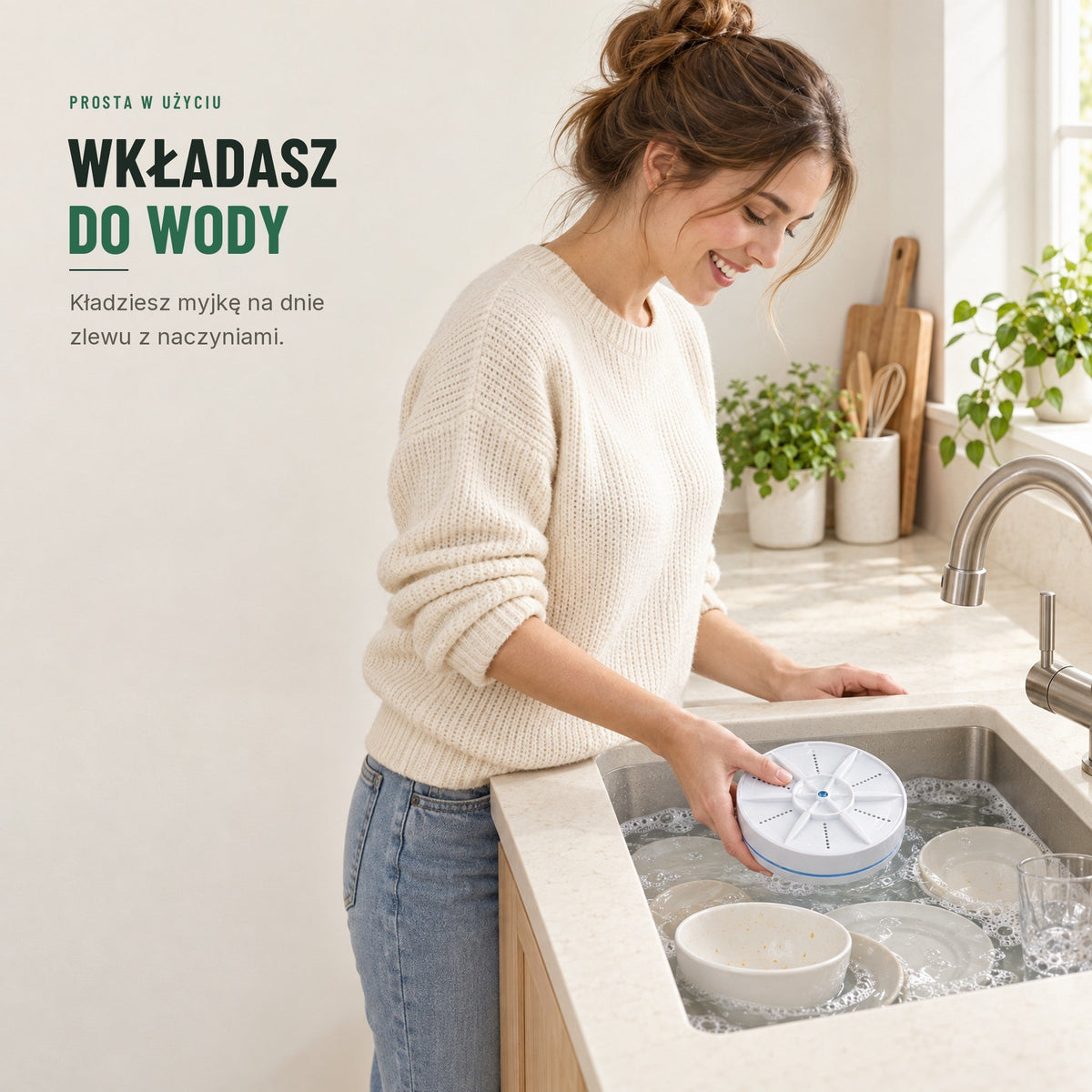 Przenośna myjka ultradźwiękowa do naczyń i prania — 4 tryby