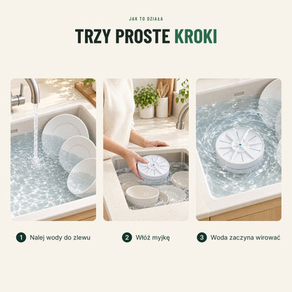 Przenośna myjka ultradźwiękowa do naczyń i prania — 4 tryby
