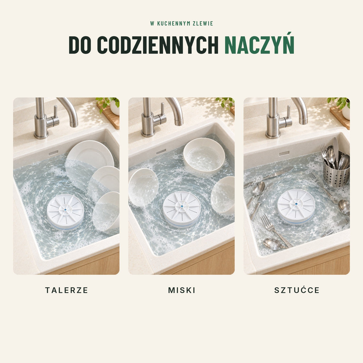 Przenośna myjka ultradźwiękowa do naczyń i prania — 4 tryby