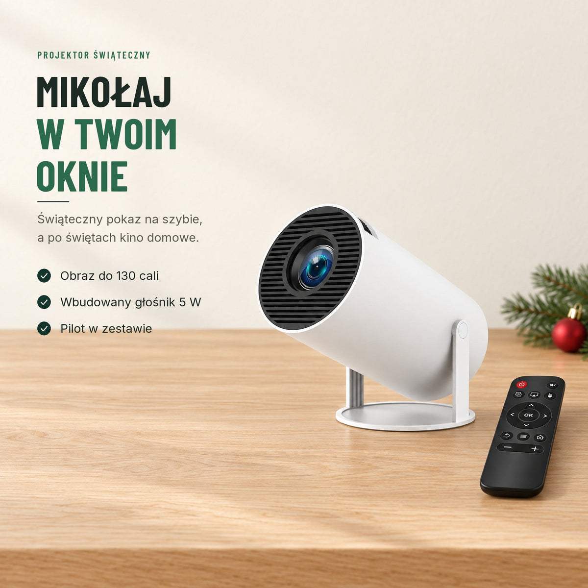 Projektor świąteczny — Mikołaj w Twoim oknie