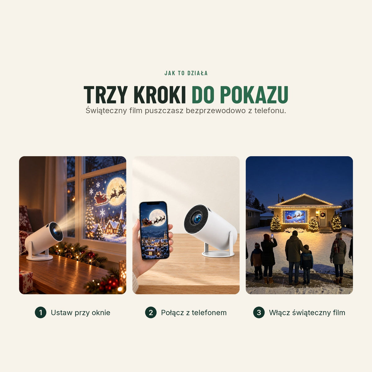 Projektor świąteczny — Mikołaj w Twoim oknie