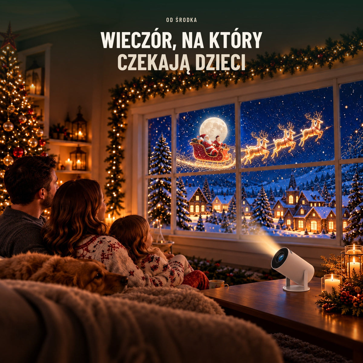 Projektor świąteczny — Mikołaj w Twoim oknie