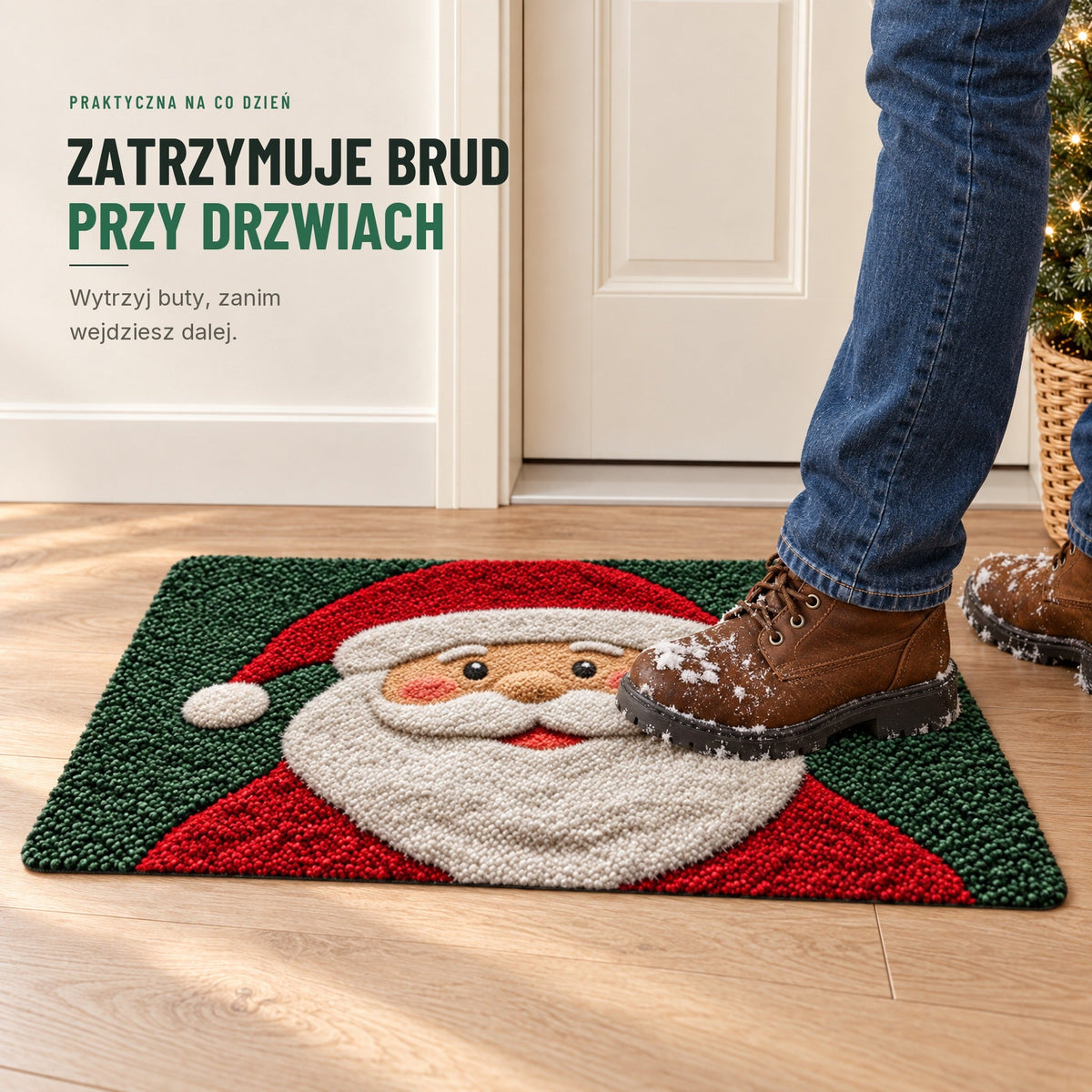 Świąteczna wycieraczka pod drzwi — 6 wzorów