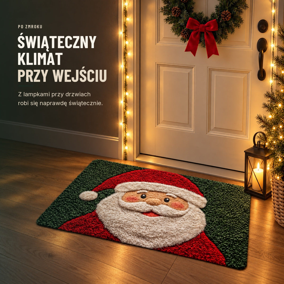 Świąteczna wycieraczka pod drzwi — 6 wzorów